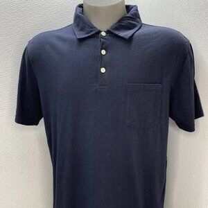 Flint & Tinder The Vintage Slub Polo Shirt Size L | Color: Navy Blue